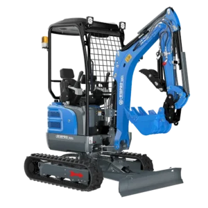 Minigrävare Rippa R18 Pro - Breddbara larver, bomsväng, pilot joysticks, motvikt, hydrauliskt snabbfäste, hydraulisk tumme, planerskopa med tilt, smalskopa, tjälkrok, kratta, jordborr.